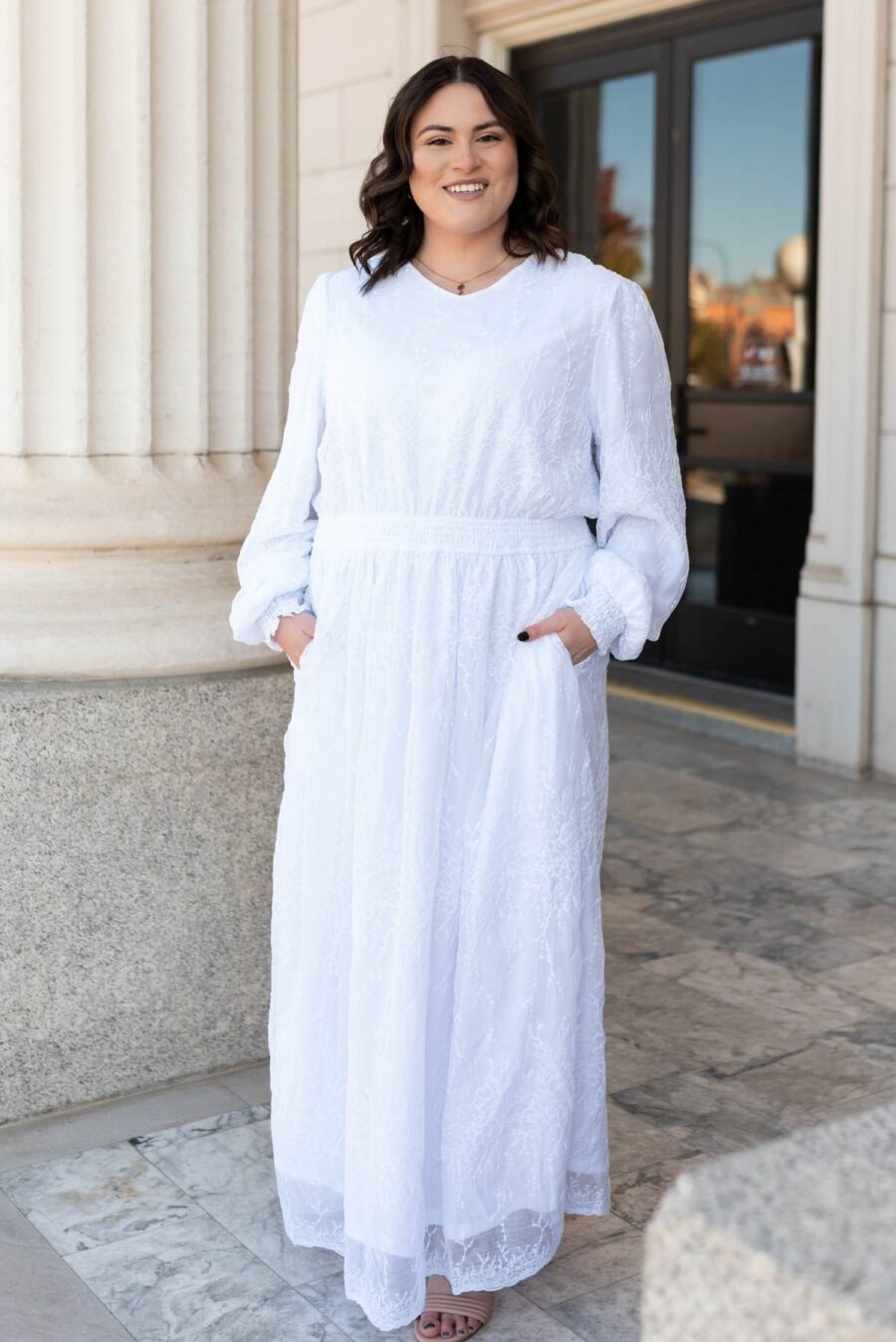 Aylee White Embroidered Maxi Dress