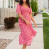 Aylin Red Floral Tiered Dress