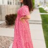 Aylin Red Floral Tiered Dress