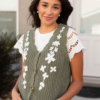 Azalea Olive Floral Sweater Vest