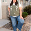 Azalea Olive Floral Sweater Vest