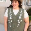 Azalea Olive Floral Sweater Vest