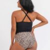 Black Double-Cinch Tankini Top