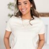Blaire Cream Scallop Top