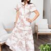 Brea Beige Tiered Pattern Dress