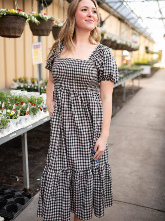 Bridget Black Gingham Dress