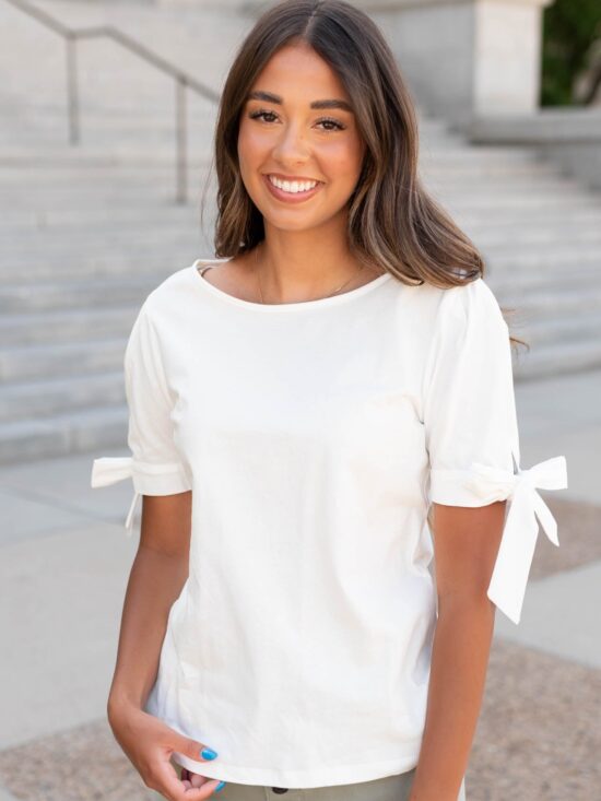 Brielle White Bow Top