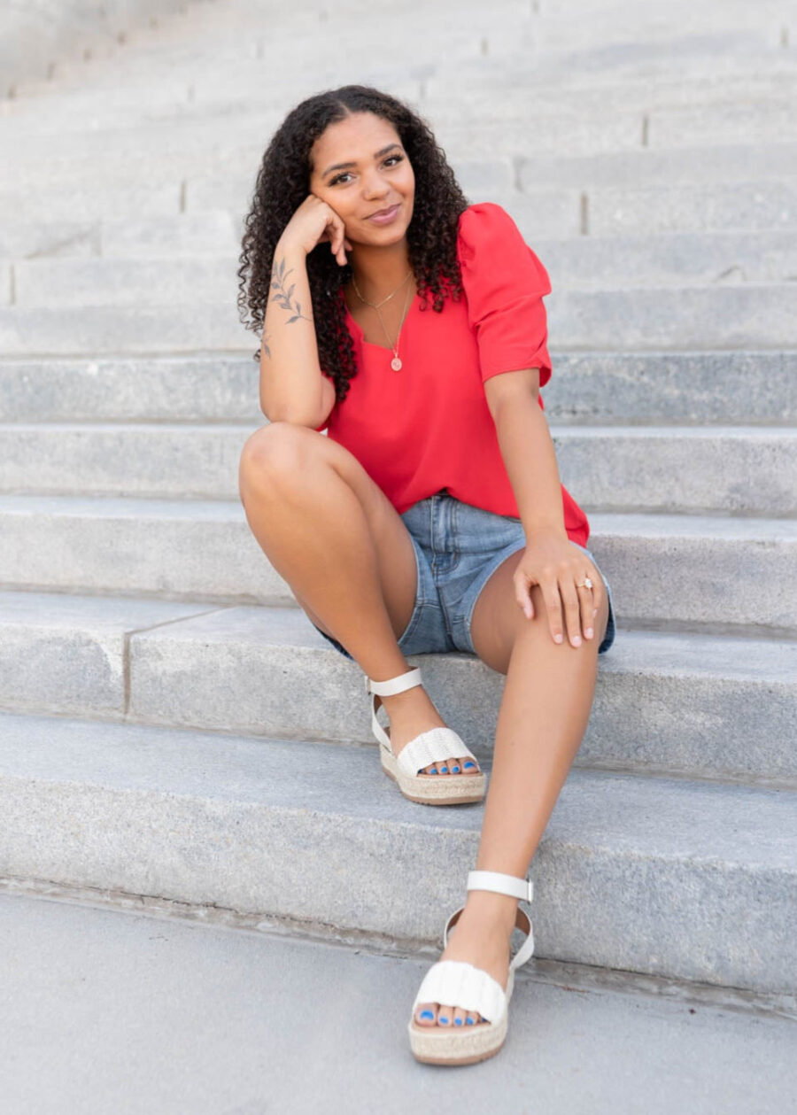 Briley Red Puff Sleeve Blouse
