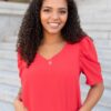Briley Red Puff Sleeve Blouse