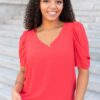 Briley Red Puff Sleeve Blouse