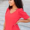 Briley Red Puff Sleeve Blouse