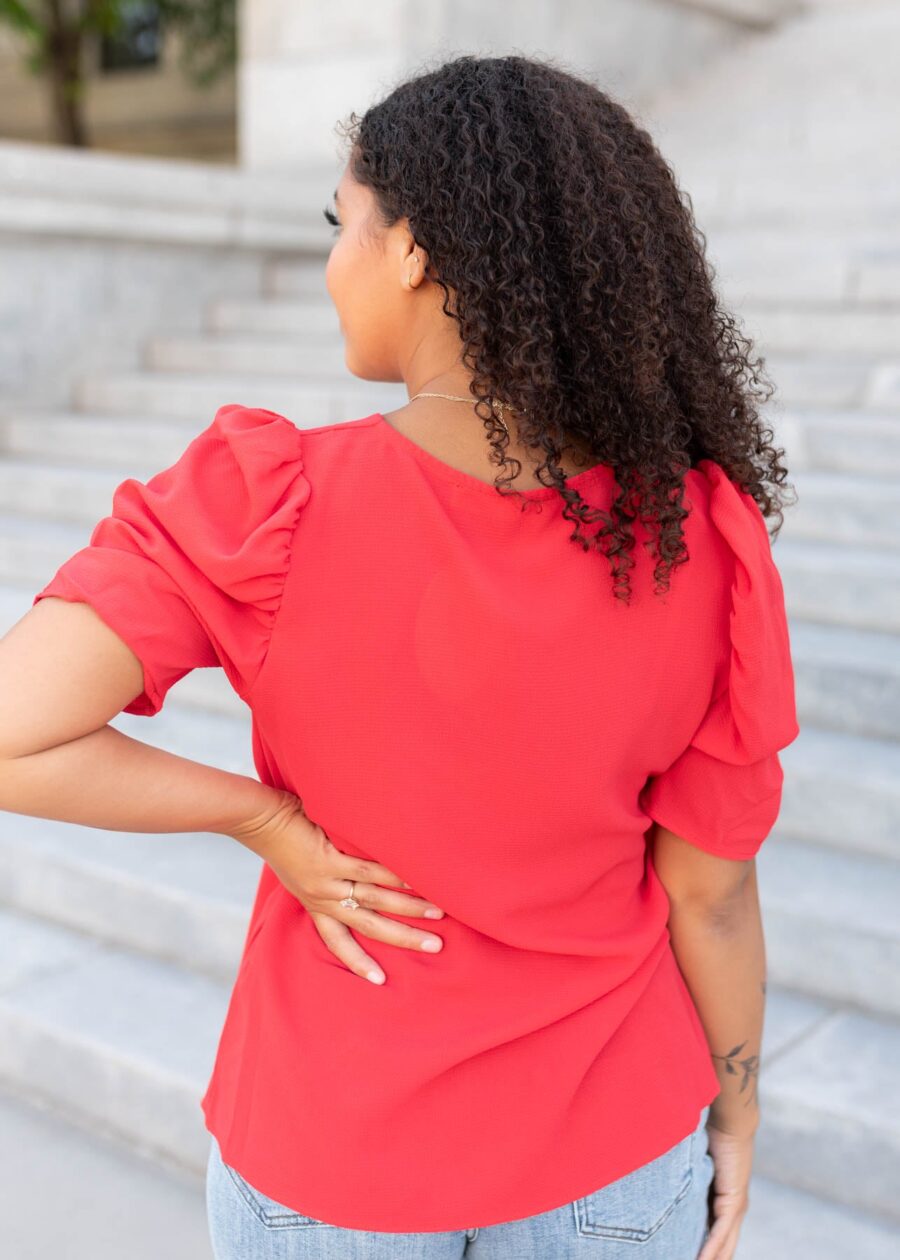 Briley Red Puff Sleeve Blouse