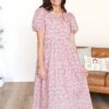 Brittan Red Floral Puff Sleeve Dress