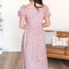 Brittan Red Floral Puff Sleeve Dress