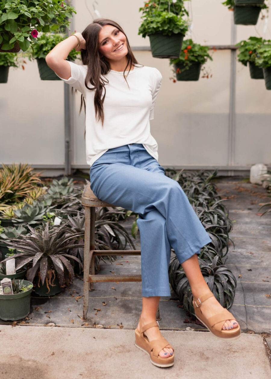 Britton Ivory Ruffle Sleeve Top