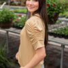 Britton Light Tan Ruffle Sleeve Top