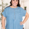 Brynlee Blue Chambray Top