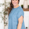 Brynlee Blue Chambray Top