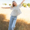 Brynn Black Striped Peplum Top