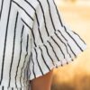 Brynn Black Striped Peplum Top