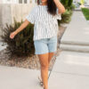 Brynn Black Striped Peplum Top