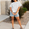 Brynn Black Striped Peplum Top