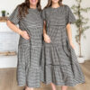 Nora Black Gingham Tiered Dress
