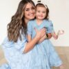 Audra Blue Floral Tiered Little Girl Dress