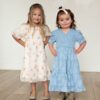 Audra Blue Floral Tiered Little Girl Dress