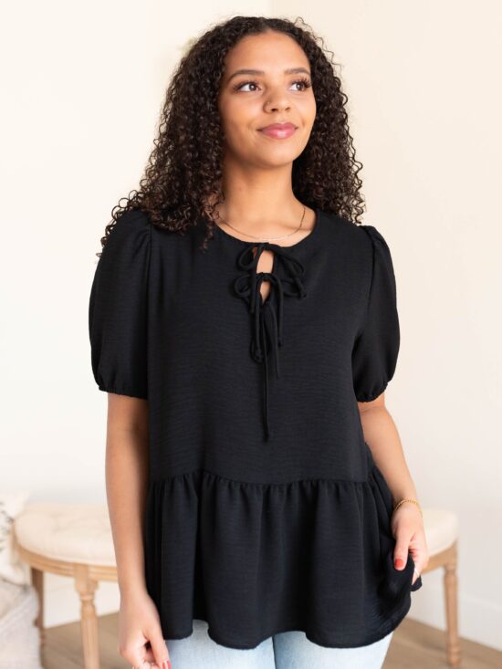 Sirena Black Tiered Blouse