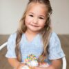 Audra Blue Floral Tiered Little Girl Dress