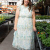 Alexia Cream Blue Floral Mesh Dress