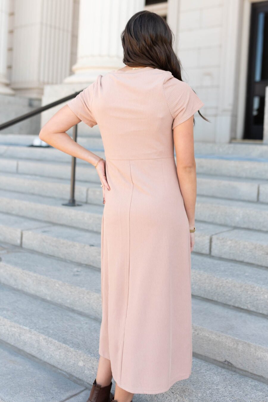 Raylee Taupe Ribbed Dress