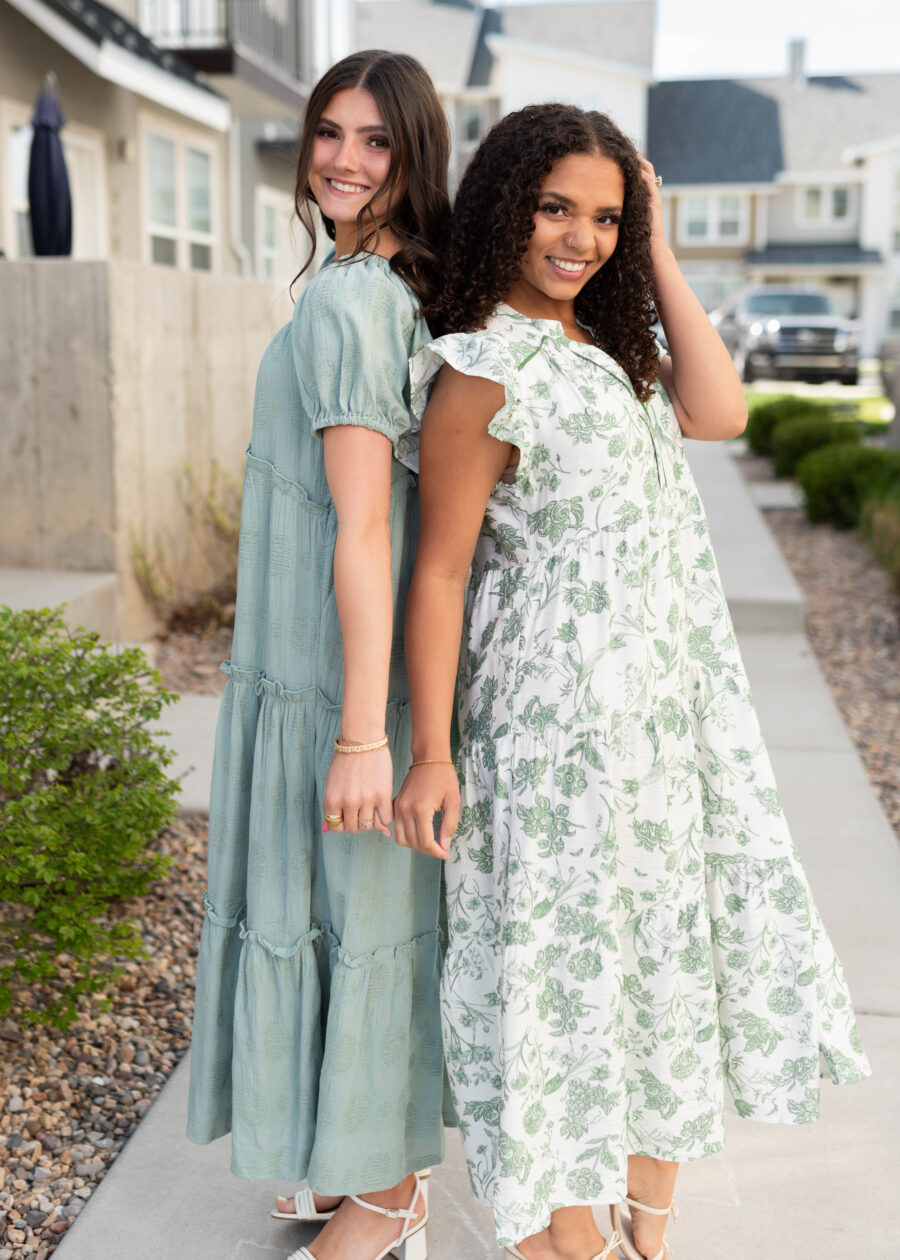 Nessie Green Floral Pattern Dress