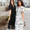 Sidney Black Print Tiered Dress