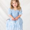 Audra Blue Floral Tiered Little Girl Dress