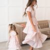 Mira Blush Rose Tiered Ruffle Dress