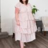 Mira Blush Rose Tiered Ruffle Dress