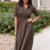 Mira Brown Gingham Dress