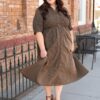 Mira Brown Gingham Dress