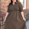 Mira Brown Gingham Dress