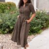 Mira Brown Gingham Dress