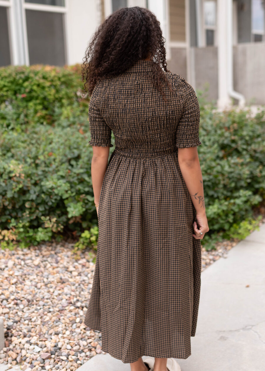 Mira Brown Gingham Dress