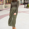 Mollie Green Satin Sweater Dress