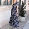 Mollie Navy Blue Patterned Dress