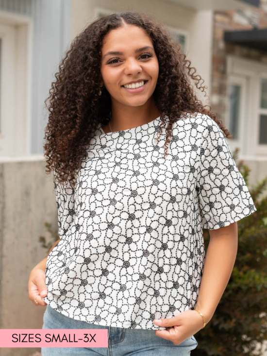 Myra Black Floral Embroidered Shirt