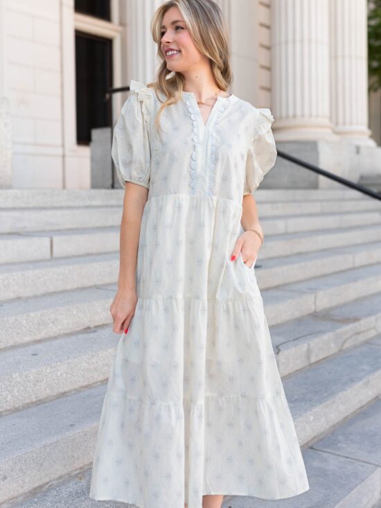 Nellie Vintage Cream Floral Dress