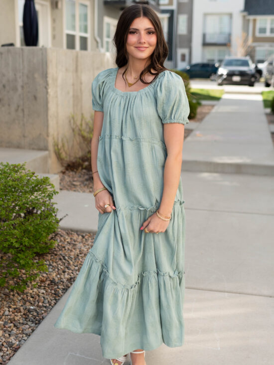 Nelly Sage Puff sleeve Detailed Dress