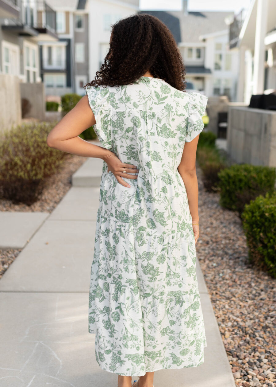 Nessie Green Floral Pattern Dress