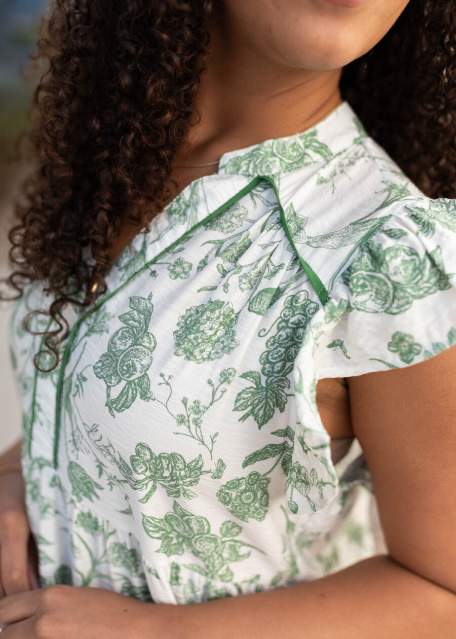 Nessie Green Floral Pattern Dress